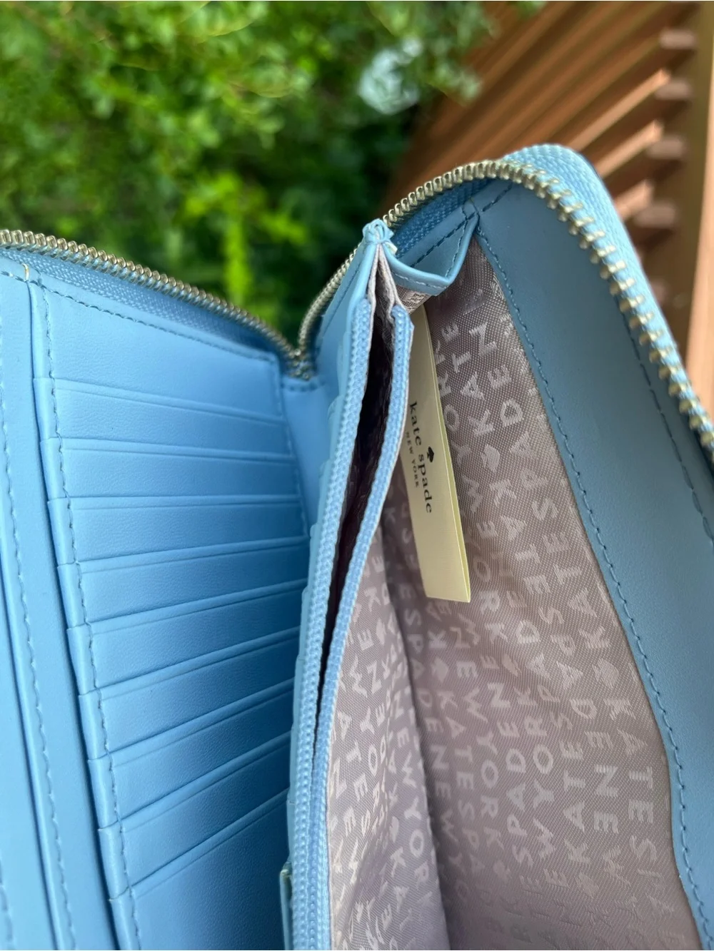 Kate Spade Staci Light Blue Leather Wristlet /Clutch / Wallet.